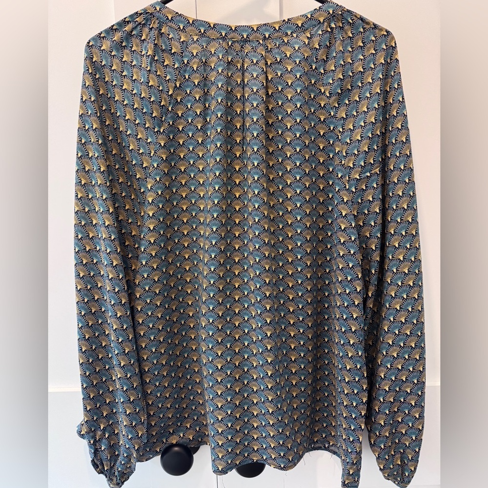 Euc Caroll Paris Deco Print Peasent Blouse - image 4